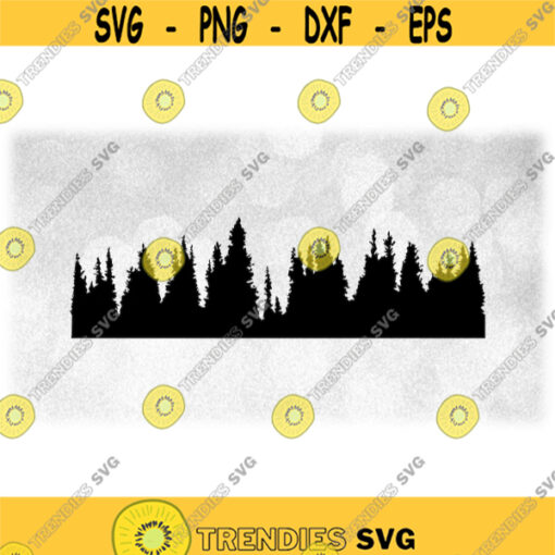 Nature Clipart Black Silhouettes of Natural Horizon of Pine or Evergreen Trees Inspired by Rocky Mountains Digital Download SVG PNG Design 1602