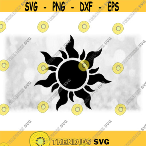 Nature Clipart Fancy Black Sun or Sunshine Silhouette Similar to Design Inspired by the Movie Rapunzel Digital Download SVG PNG Design 786