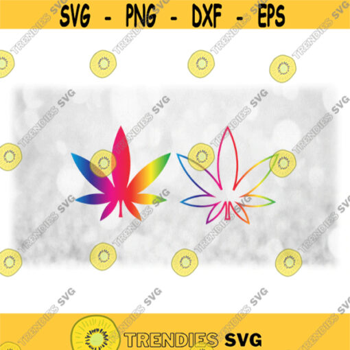 Nature Clipart Rainbow Prism Ombre Fade Marijuana Leaf Cannabis Indica Hemp Ganja Weed Pot Hash Digital Download SVG PNG Design 606