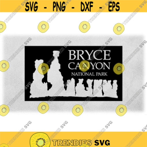 Nature Clipart Silhouette of Bryce Canyon National Park w Thors Hammer Other Rock Formations Cutout of Black Digital Download SVGPNG Design 1812