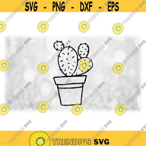 Nature Clipart Simple Easy Black Hand Drawn Doodle Cactus Houseplant or Plant in a Pot Floral Flower Design Digital Download SVG PNG Design 1494