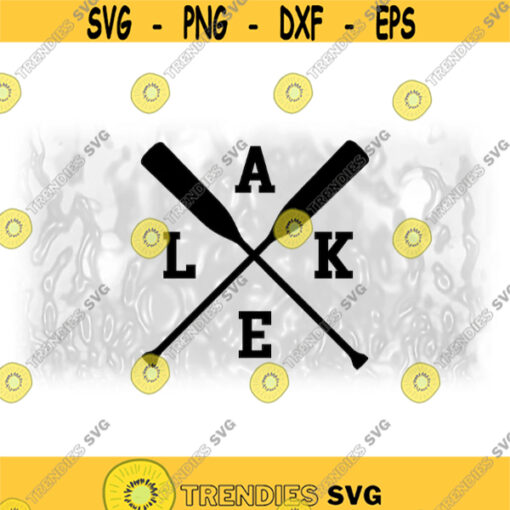 Nature Clipart Simple Easy Black Silhouette of Two Crossed Wooden Boat Oars or Paddles with Letters LAKE Digital Download SVG PNG Design 1766