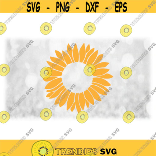 Nature Clipart Simple Sunflower Floral Silhouette Outline of Yellow Petals with Hollow Center to Personalize Digital Download SVG PNG Design 1417