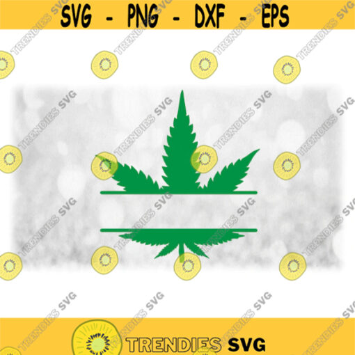Nature Clipart Split Name Frame Realistic Green Marijuana Leaf Cannabis Indica Hemp Weed Pot Hash Digital Download SVG PNG Design 1154
