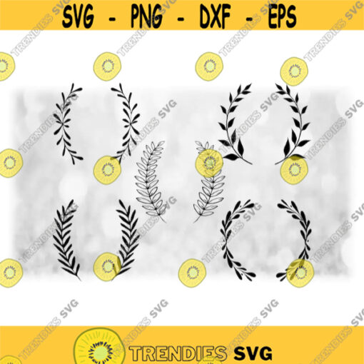 Nature Clipart Value Pack Bundle 5 Styles of Fancy Black Rounded Wreath or Laurel of Twigs Leaves Flowers 3 Digital Download SVG Design 842