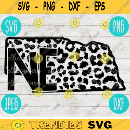 Nebraska NE SVG State Leopard Cheetah Print svg png jpeg dxf Small Business Use Vinyl Cut File 379