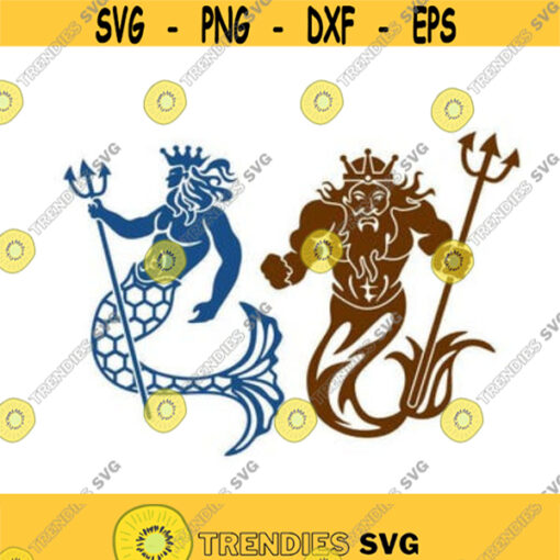 Neptune King Mermaid Boy Fish Cuttable Design SVG PNG DXF eps Designs Cameo File Silhouette Design 70