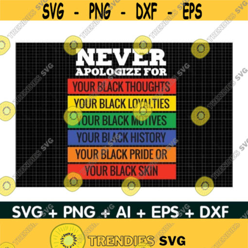 Never Apologize For Your Blackness Svg Black Loyalties African American Cricut Designcricut file clipart svg png eps dxf Design 122