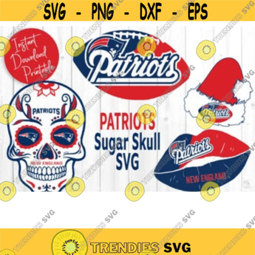 New England PATRIOTS SVG Sugar Skull Svg Football Svg Files For Cricut Patriots Svg Patriots Svg Cut Files Silhouette Patriots Dxf Design 9577 .jpg