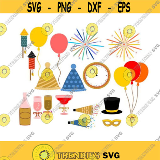New Years eve Photo Props Cuttable Design SVG PNG DXF eps Designs Cameo File Silhouette Design 1710