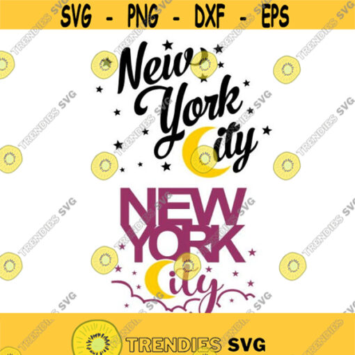 New York city Moon Cuttable Design SVG PNG DXF eps Designs Cameo File Silhouette Design 640