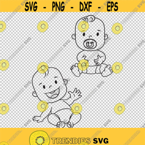 Newborn Baby Cute Babies Smile And Pacifier SVG PNG EPS File For Cricut Silhouette Cut Files Vector Digital File