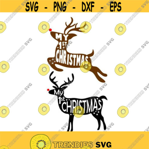Newborn my 1st baby Reindeer Deer Christmas Cuttable Design SVG PNG DXF eps Designs Cameo File Silhouette Design 1385