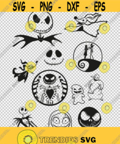 Nightmare Before Christmas Bundle Collection SVG PNG EPS File For Cricut Silhouette Cut Files Vector Digital File