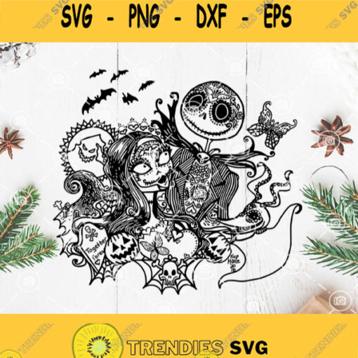 Nightmare Before Christmas Mandala Svg Jack Skellington And Sally Svg Halloween Svg Merry Christmas Svg