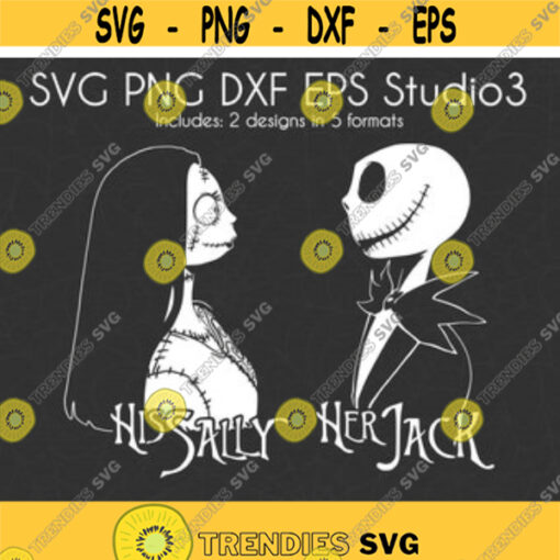 Nightmare Before Christmas SVG Cut Files Her Jack His Sally Couples Design Halloween SVG Digital Download svg dxf png eps studio3Design 8.jpg