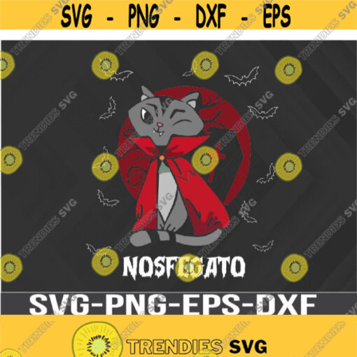 Nosfegato Nosferatu aE Spooky Halloween Kitty Cat Vampire Svg png eps dxf digital download file Design 347