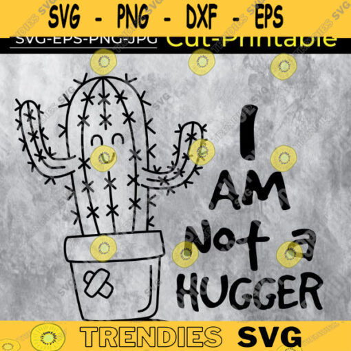 Not a hugger svg sassy southern cactus funny quote svg cutting file Design 379