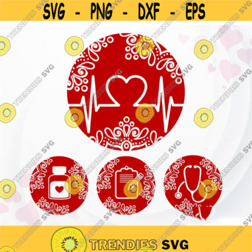 Nurse SVG Mandala SVG Stethoscope svg Heartbeat mandala svg Medical svg files Nurse Cut file School nurse svg SVG file for Cricut Design 164.jpg