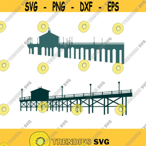 Ocean Pier Beach Cuttable Design SVG PNG DXF eps Designs Cameo File Silhouette Design 418