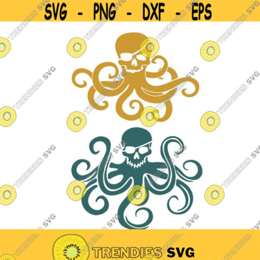 Octopus Pirate Skull ocean beach cuttable Design SVG PNG DXF eps Designs Cameo File Silhouette Design 380