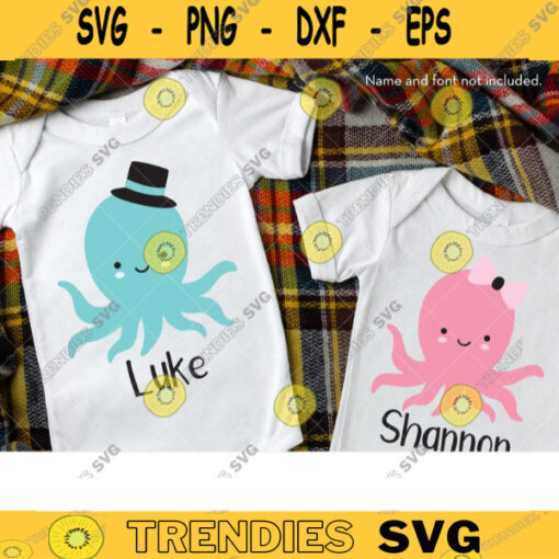 Octopus SVG DXF Cute Summer Baby Boy and Girl Octopus svg dxf Cut files Commercial Use copy