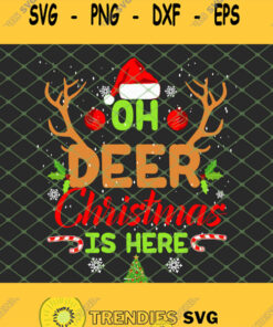 Oh Deer Christmas Is Here Pine Santa Hat SVG PNG DXF EPS Cricut 1