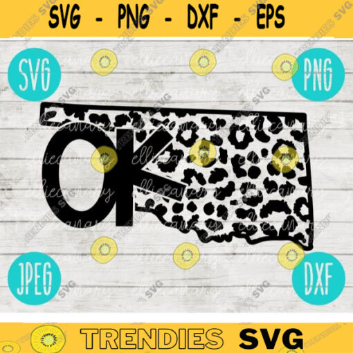 Oklahoma OK SVG State Leopard Cheetah Print svg png jpeg dxf Small Business Use Vinyl Cut File 455