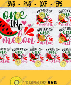 One In A Melon Watermelon Birthday Matching Watermelon Birthday Family One In A Melon Watermelon Svg Summerfamily One In A Melon Svg Design 317 Cut Files Svg Clipart