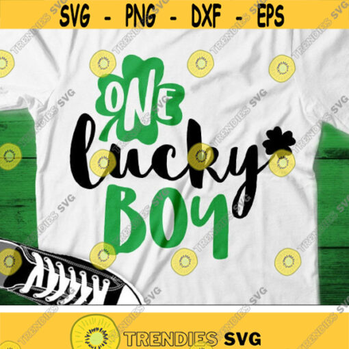 One Lucky Boy Svg Boy St. Patricks Day Svg Shamrock Saying Svg Dxf Eps Cute Boys Design Clover Quote Svg Silhouette Cricut Files Design 1366 .jpg