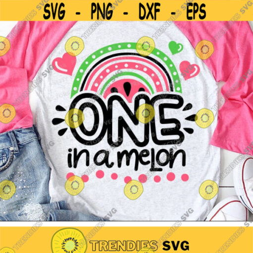 One in a Melon Svg Summer Cut Files Watermelon Svg Rainbow Svg Vacation Svg Dxf Eps Png Girls Svg Baby Clipart Silhouette Cricut Design 1313 .jpg