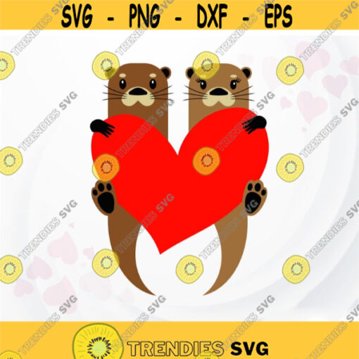 Otter SVG Valentine SVG Valentine Otters SVG for Cricut Silhouette Otter with heart svg file for Shirt Funny Valentine svg Love svg Design 272.jpg