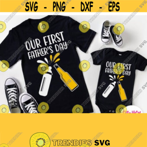 Our First Fathers Day Svg 1st Fathers Day Svg New Father Shirt Svg Milk and Beer Bottle Cheers Svg Design for Baby or Dad Shirt Svg Png Design 124