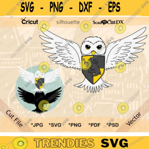 Owl Letter Badger Shield svg png jpg pdf psd White Owl Clipart Cricut Silhouette School of Magic Letter Owl Digital Download