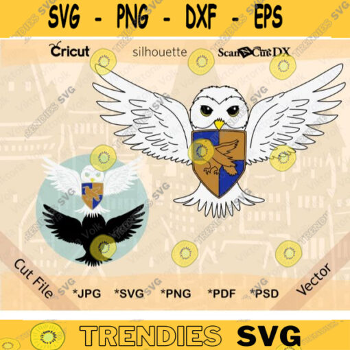 Owl Letter Raven Shield svg png jpg pdf psd White Owl Clipart Cricut Silhouette School of Magic Letter Owl Digital Download