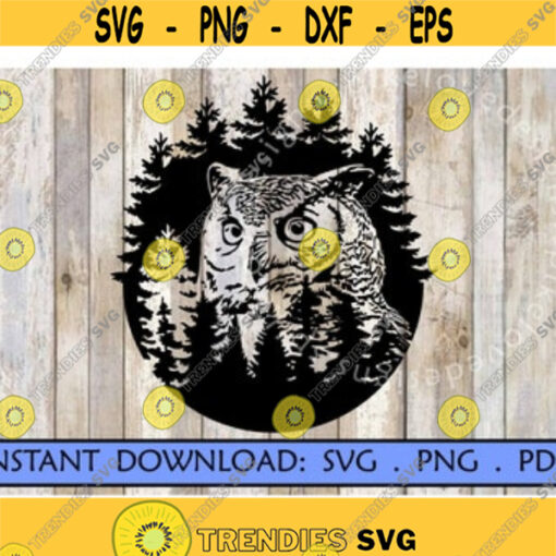 Owl SVG Great Horned Owl SVG Forest Svg nature svg Hunting svg Camping clipart Fall wildlife design Cricut Cut File Woods Birds of Prey.jpg