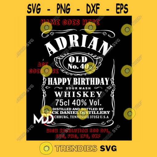 PERSONALIZABLE HAPPY BIRTHDAY Design Whiskey Bottle Birthday Design Birthday Svg Whiskey Label Digital Png Svg Eps Dxf Pdf
