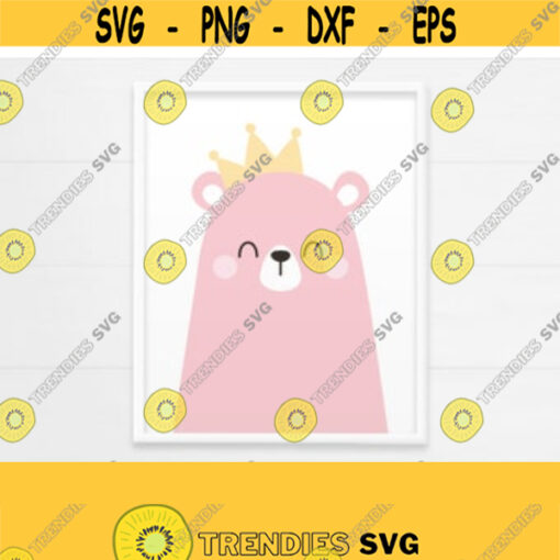 PRINTABLE Bear with Crown Nursery Decor. Cute Princess Baby Bear Wall Art. Baby Animals Poster. Girl Room Decor. Digital Prints Download Design 201