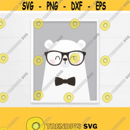 PRINTABLE Bear with Glasses Wall Art. Cute Baby Boy Bear with Bow tie Nursery Decor. Baby Animals Poster Room Decor. Digital Prints Download Design 198