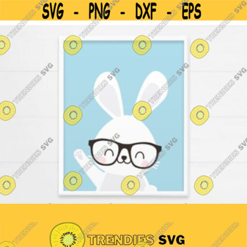 PRINTABLE Bunny with Glasses Nursery Decor. Blue Baby Boy Bunny Wall Art. Cute Woodland Animals Room Decor. Digital Prints Instant Download Design 187