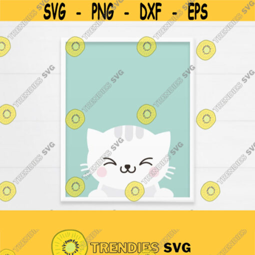 PRINTABLE Cat Nursery Decor. Green Mint Baby Wall Art. Cute Baby Animals Kids Room Decor. Baby Kitten Digital Nursery Print Instant Download Design 153
