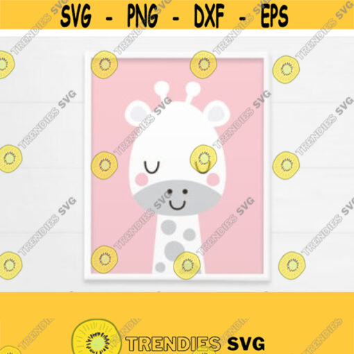 PRINTABLE Giraffe Nursery Decor. Pink Baby Wall Art. Cute Animals Poster Baby Girl Room Decor. Closed Eyes Digital Prints Instant Download Design 151