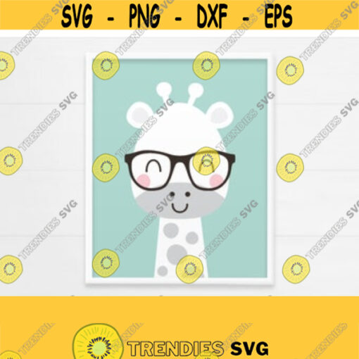 PRINTABLE Giraffe with Glasses Nursery Decor. Mint Baby Wall Art. Cute Animals Kids Room Decor. Digital Nursery Prints Instant Download Design 138