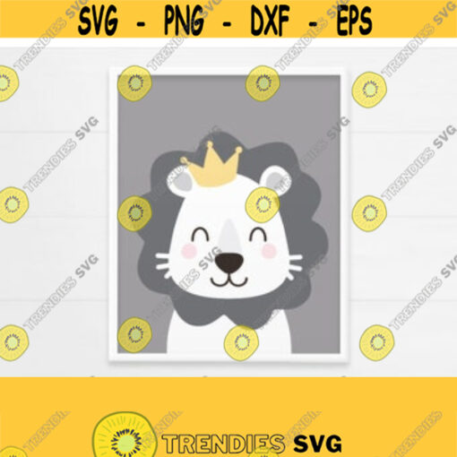 PRINTABLE Lion with Crown Nursery Decor. Grey Baby Wall Art. King of Jungle Animals Poster Baby Room Decor. Digital Prints Instant Download Design 360