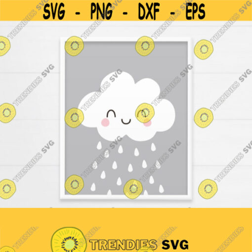 PRINTABLE Rain Cloud Nursery Decor. Grey Baby Cloud Wall Art. Rainy Cloud Children Room Decor. Digital Nursery Prints Instant Download Design 158