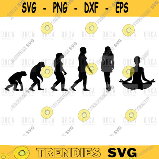 Painted theory of evolution of woman silhouette woman silhouette meditating svgpng digital file 358