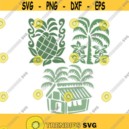 Palm Tree Hut Island Pineapple Pack Cuttable Design SVG PNG DXF eps Designs Cameo File Silhouette Design 1877