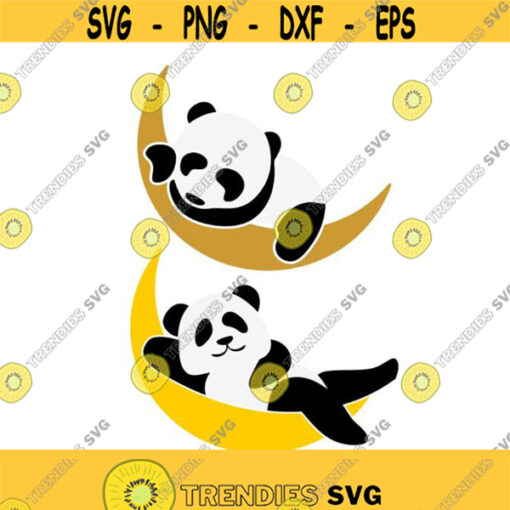 Panda Bear Moon cuttable Design SVG PNG DXF eps Designs Cameo File Silhouette Design 1761