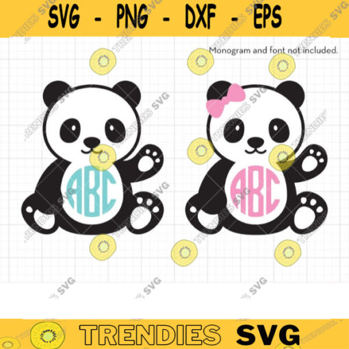 Panda Monogram Frame SVG DXF Files for Cricut Panda Monogram Frame Baby Panda Boy Girl Monogram svg dxf Cut File Clipart copy