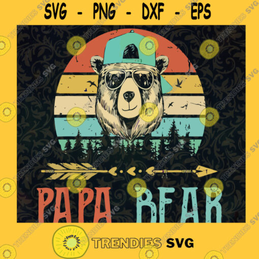 Papa Bear Vintage SVG Gift for Dad Digital Files Cut Files For Cricut Instant Download Vector Download Print Files